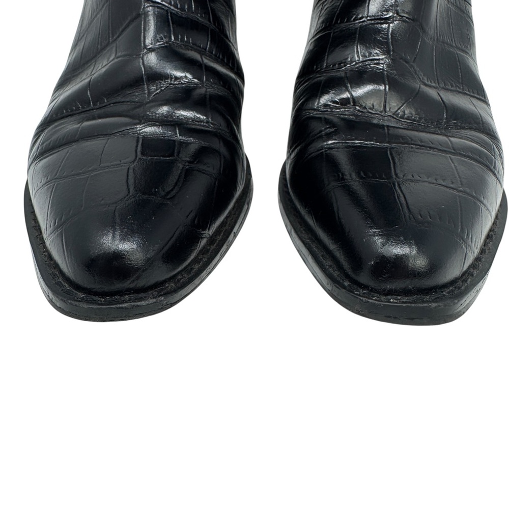 Marc Fisher Haze Boots Black Croc Embossed Heeled Size 8 - Picture 8 of 14